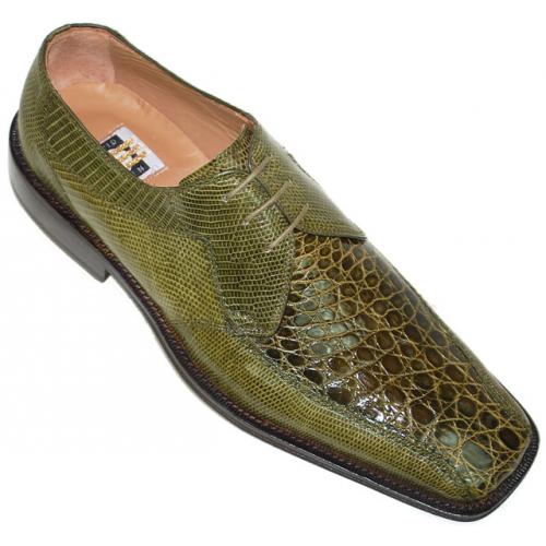 David Eden  "Savior" Olive Green Genuine Crocodile/Lizard Shoes